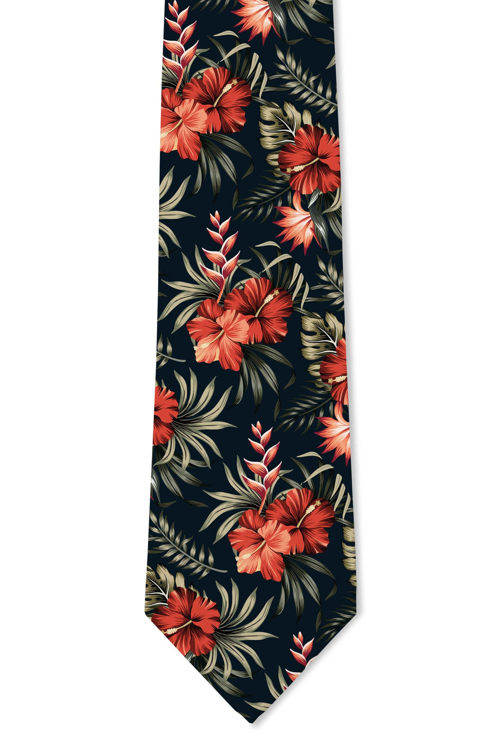 Tough Apparel - John Magnum - Black and Red Hibiscus Tie: 2.5" Slim/Skinny Tie - Rust & Refined