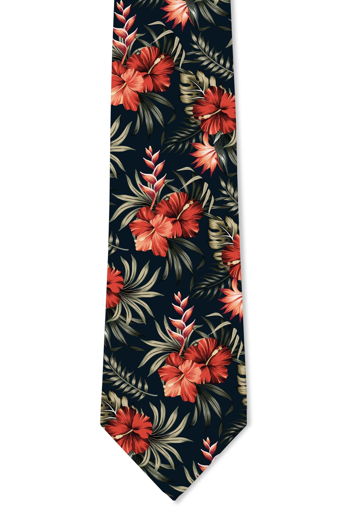 Tough Apparel - John Magnum - Black and Red Hibiscus Tie: 2.5" Slim/Skinny Tie - Rust & Refined