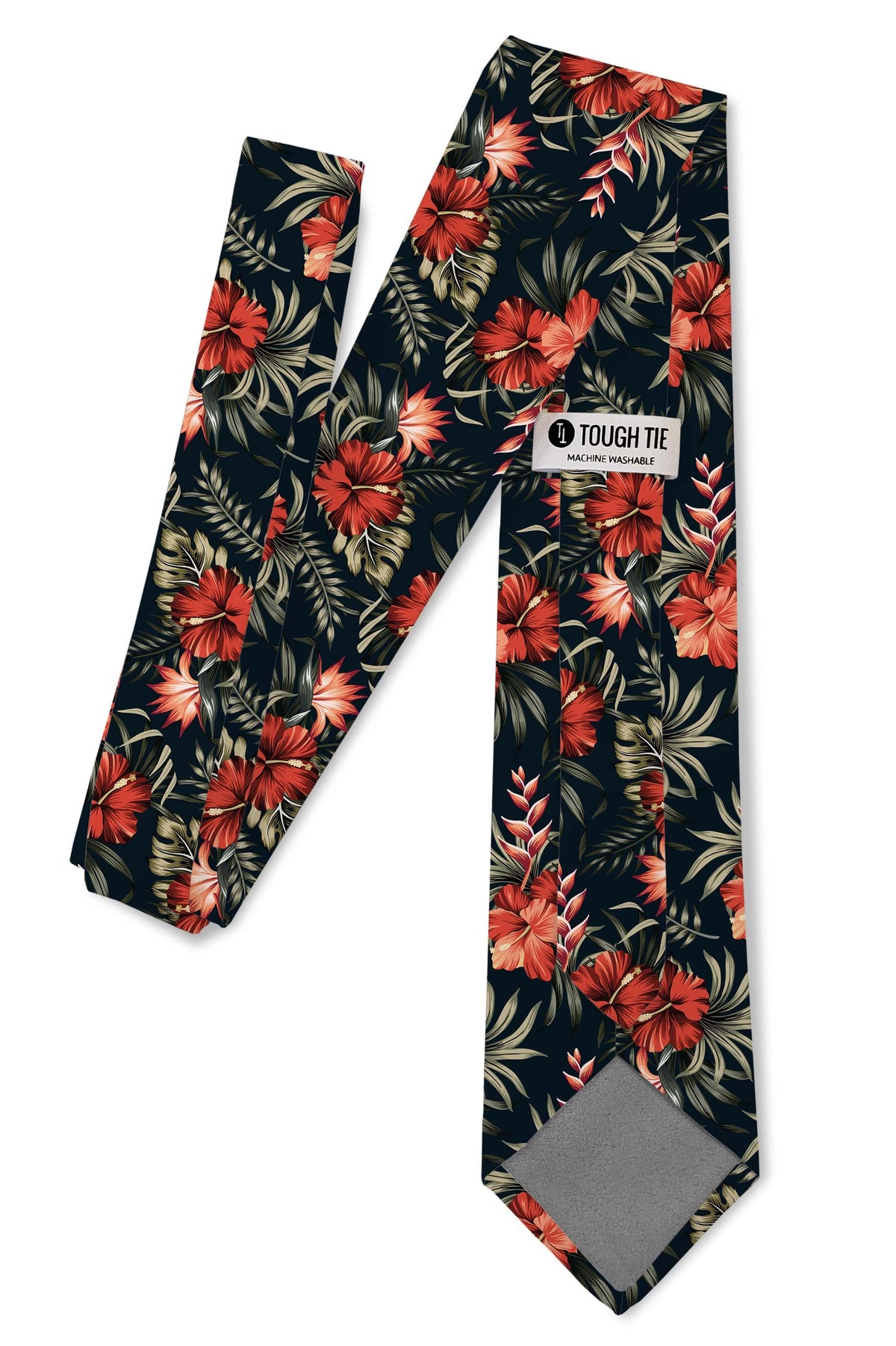 Tough Apparel - John Magnum - Black and Red Hibiscus Tie: 2.5" Slim/Skinny Tie - Rust & Refined