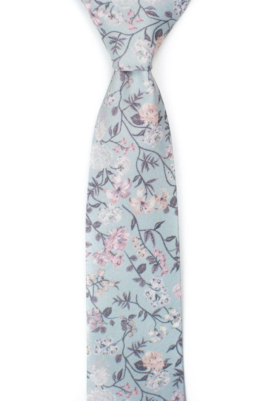 Tough Apparel - Jones - Mint Green Floral Tie: 2.5" Slim/Skinny Tie - Rust & Refined