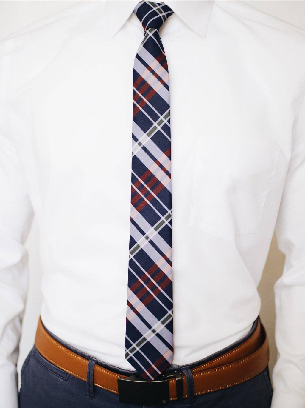 Tough Apparel - Kevin Navy and Red Plaid Tie - Rust & Refined
