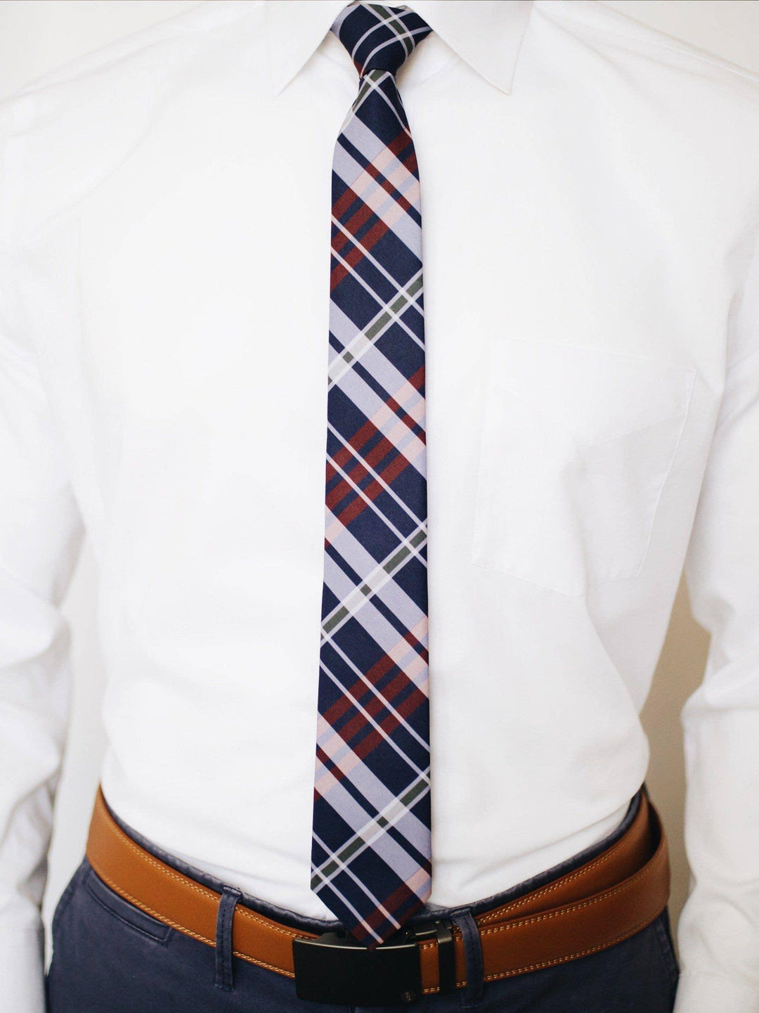 Tough Apparel - Kevin Navy and Red Plaid Tie - Rust & Refined