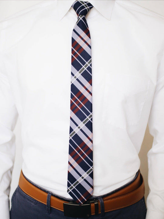 Tough Apparel - Kevin Navy and Red Plaid Tie - Rust & Refined