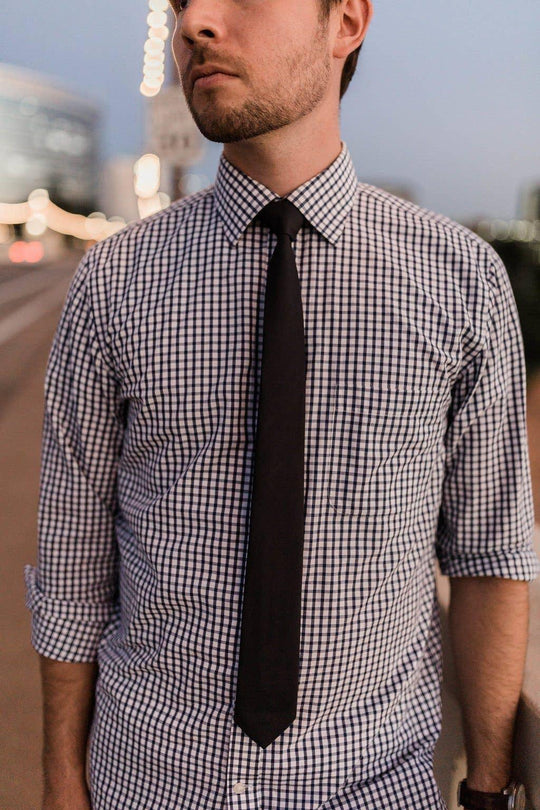 Tough Apparel - Mariana - Solid Black Tie: 2.5" Slim/Skinny Tie - Rust & Refined