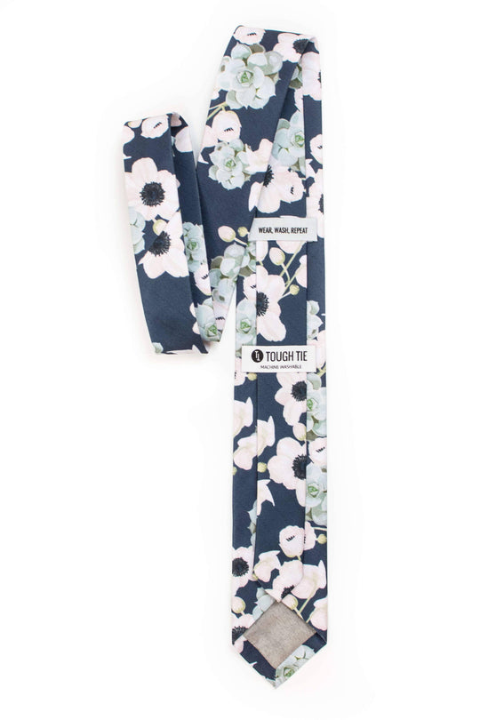 Tough Apparel Navy Floral and Succulent Brooks Tie Set - Slim/Skinny & Standard Widths - Rust & Refined