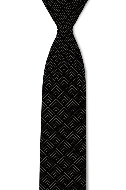 Tough Apparel - Vogue – Subtle Gold and Black Tie: 3.25" Standard Tie - Rust & Refined