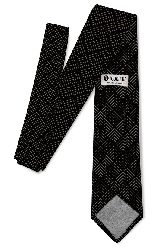 Tough Apparel - Vogue – Subtle Gold and Black Tie: 3.25" Standard Tie - Rust & Refined