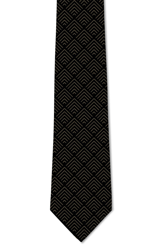 Tough Apparel - Vogue – Subtle Gold and Black Tie: 3.25" Standard Tie - Rust & Refined