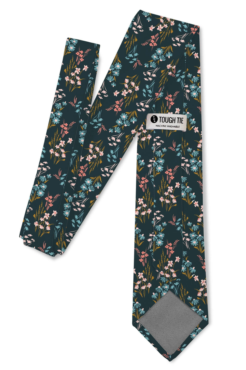 Tough Apparel - Willow - Blue Daisy Floral Tie: 3.25" Standard Tie - Rust & Refined