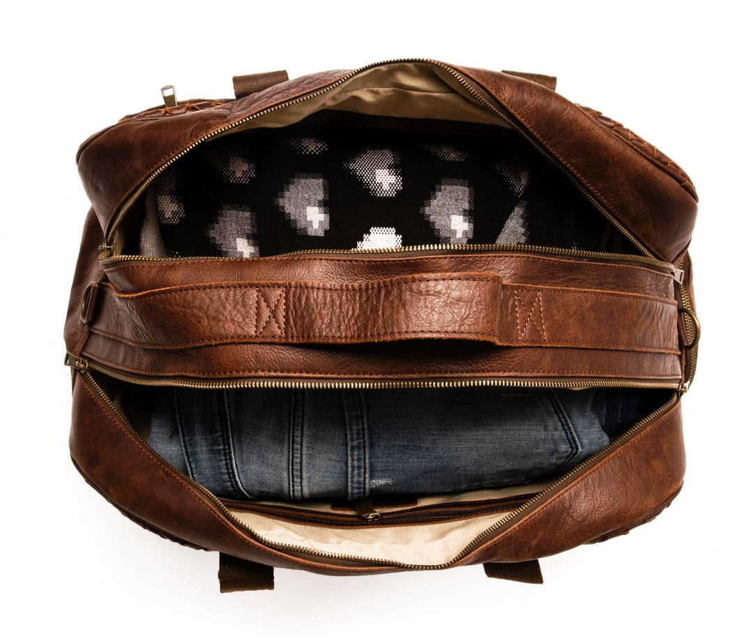Woven Leather Duffle: Dark Brown - Rust & Refined