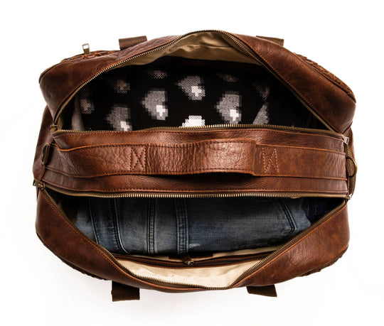 Woven Leather Duffle: Dark Brown - Rust & Refined