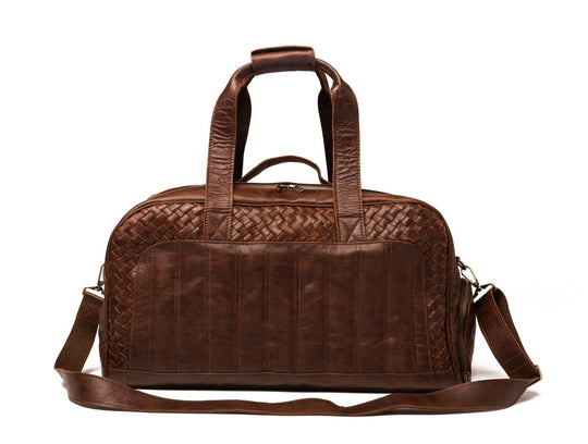 Woven Leather Duffle: Dark Brown - Rust & Refined