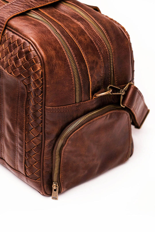 Woven Leather Duffle: Dark Brown - Rust & Refined